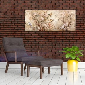 Tablou - Pictură de păsări de epocă II. (120x50 cm)