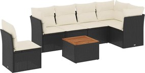 vidaXL Set canapele de grădină cu perne, 7 piese, negru, poliratan