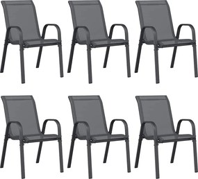vidaXL Scaune de grădină stivuibile, 6 buc., gri, textilenă