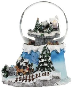 Glob de Crăciun Peisaj de iarnă, luminos, rotativ,melodie, 19 x 19 x 18 cm