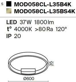 Plafoniera LED design modern Rim alama 60cm, 4000K