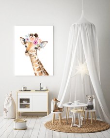 Tablouri pentru copii - Girafa cu flori 50 x 40 cm
