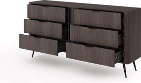 Comodă Edrin 163 cm cu sertare - stejar dunin / negru