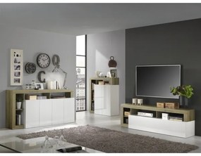 Comodă TV LENOR albă/stejar deschis