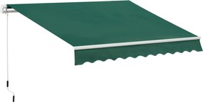 Copertină Retractabilă Manuală Outsunny pentru Verandă, 3x2 m, Verde | Aosom Romania