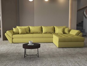 Colțar extensibil dumonde cu ladă de depozitare si sezut confortabil din spuma high-density, Loana XL Enjoy Verde II 335x185 cm