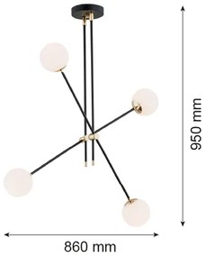 Lustră pe tijă Argon 1696 ABSTRACT 4xE14/7W/230V neagră