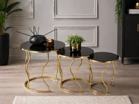 Set măsuță de cafea Homs – 3 bucăți – Negru &amp; Gold