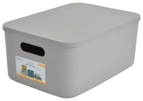 Cutie de depozitare gri din plastic cu capac 35,5x25,5x16 cm – Homéa