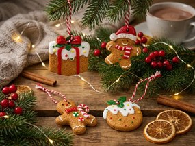 Set de 4 bucati ornamente de Craciun COOKIE CHRISTMAS 6 cm