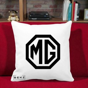 Perna Personalizata cu emblema MG, 40x40 cm, Alba Mata, Husa Detasabila, Perna Inclusa, BEKZ®