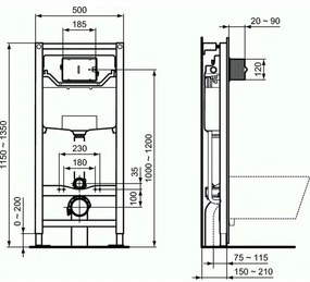 Set vas wc suspendat Ideal Standard Connect AquaBlade cu capac inchidere lenta si rezervor Ideal Standard Prosys