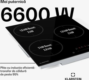 Klarstein Delicatessa Plită cu inducție, 45 cm, 6600 W, 3 plite