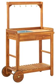 vidaXL Cărucior bucătărie grădină, 92x43,5x141,5 cm, lemn de acacia