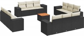 vidaXL Set mobilier de grădină cu perne, 13 piese, negru, poliratan