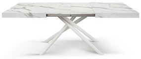 Masa extensibila Menego, blat ALB MARMORAT - 160 cm / 90 cm / h 77 - ALB