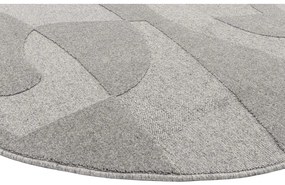 Covor gri rotund din lână ø 133 cm Morphic Botanica – Agnella