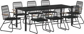 vidaXL Set de masă pentru grădină 9 pcs Negru