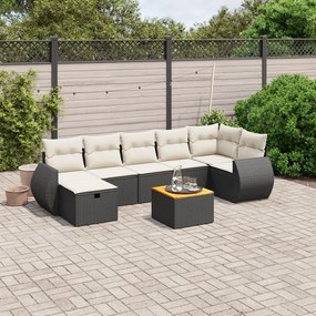 3265067 vidaXL Set mobilier de grădină cu perne, 8 piese, negru, poliratan