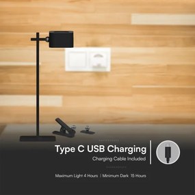 Lampă de birou LED magnetică reglabilă 4în1, 3W, 5V, 3000-6000K, 1800 mAh, negru