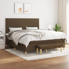 vidaXL Pat continental cu saltea maro închis 180x200cm material textil