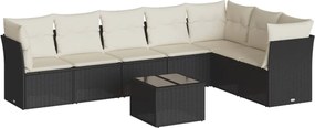 vidaXL Set mobilier de grădină cu perne, 8 piese, negru, poliratan