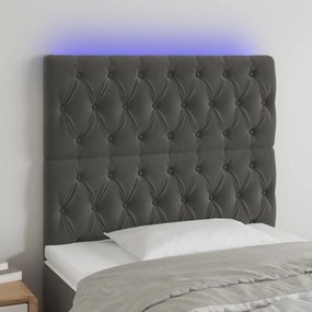 3122803 vidaXL Tăblie de pat cu LED, gri închis, 100x7x118/128 cm, textil