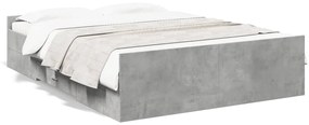 3280310 vidaXL Cadru de pat cu sertare, gri beton, 140x190 cm, lemn prelucrat