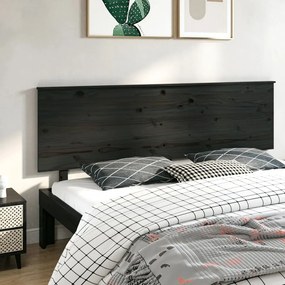 vidaXL Tăblie de pat, negru, 204x6x82,5 cm, lemn masiv de pin