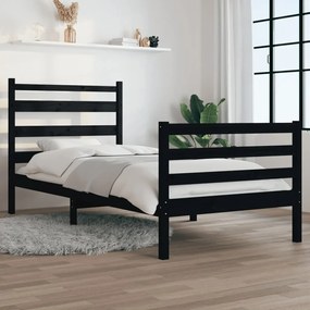 Cadru de pat, 100x200 cm, lemn masiv de pin, negru Negru, 100 x 200 cm
