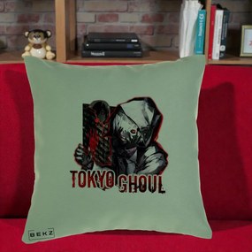 Perna Personalizata Tokyo Ghoul Ken Kaneki Anime, 40x40 cm, Verde, Husa Detasabila, Perna Inclusa, BEKZ®