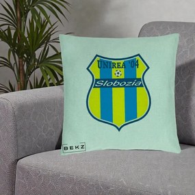 Perna Personalizata Unirea '04 Slobozia Fotbal, 40x40 cm, Verde Menta, Husa Detasabila, Perna Inclusa, BEKZ®