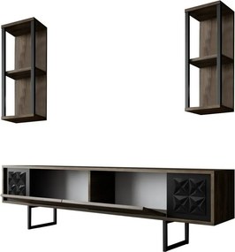 Măsuță TV cu rafturi Line Walnut and Black