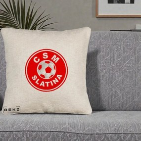 Perna Personalizata CSM Slatina Fotbal, 40x40 cm, Bej Canapea, Husa Detasabila, Perna Inclusa, BEKZ®