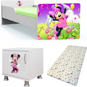 Pat tineret Minnie cu saltea si noptiera Cadou
