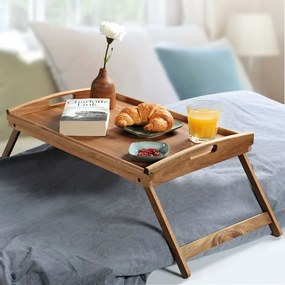Kesper 28020 Tava de servire cu picioare pliabiledin lemn de acacia, 55 x 35 cm