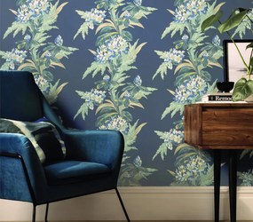 Tapet Aurora, Lagoon Blue Luxury Floral, 1838 Wallcoverings, 5.3mp / rola