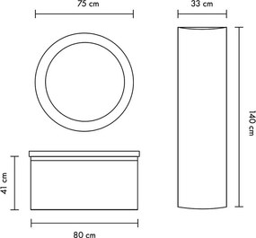 Set lemn masiv Mobilier Baie Suspendat Samba - Natur texturat
