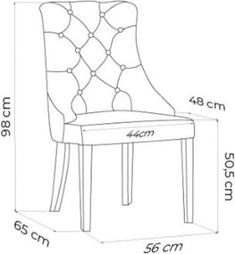 Scaun lemn masiv Dining Paris Blue/Beige, 56 × 65 × 98 cm - Beige