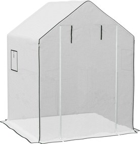 Outsunny Acoperiș de Înlocuire pentru Seră Walk-in din PE cu Ușă Rulabilă și Ferestre, 140 x 143 x 190cm, Alb | Aosom Romania