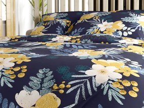 Lenjerie de pat din microfibra FLOWERISH albastru inchis Dimensiune lenjerie de pat: 70 x 90 cm | 140 x 220 cm