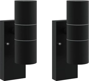 vidaXL Lumină de perete pentru exterior 2 pcs Negru 7 x 10 x 22 cm