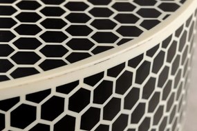 Masuta de cafea rotunda, Mozaic incrustat, Alb-Negru, HARMONY NATURE 60cm