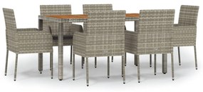 3185020 vidaXL Set mobilier de grădină cu perne, 7 piese, gri, poliratan