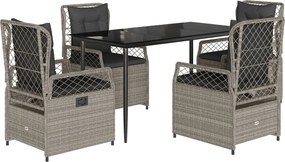 vidaXL Set mobilier de grădină cu perne, 5 piese gri deschis poliratan