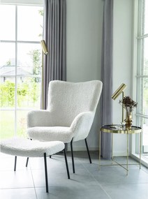 Fotoliu Glasgow, piele artificială de miel, alb cu picioare negre