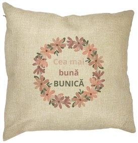 Perna Decorativa pentru Bunica 6, 40x40 cm, Husa Detasabila, Burduf