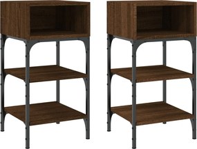 vidaXL Noptiere, 2 buc., stejar maro, 35x34,5x70 cm, lemn compozit