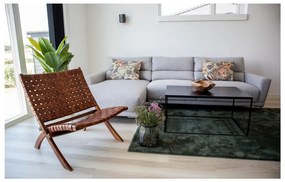 Scaun pliabil din piele și lemn de tec House Nordic Montana, maro