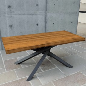 MASA WOOD - BLAT LEMN MASIV CU PICIOR METALIC - 180 cm / 90 cm / 77 cm - ALB